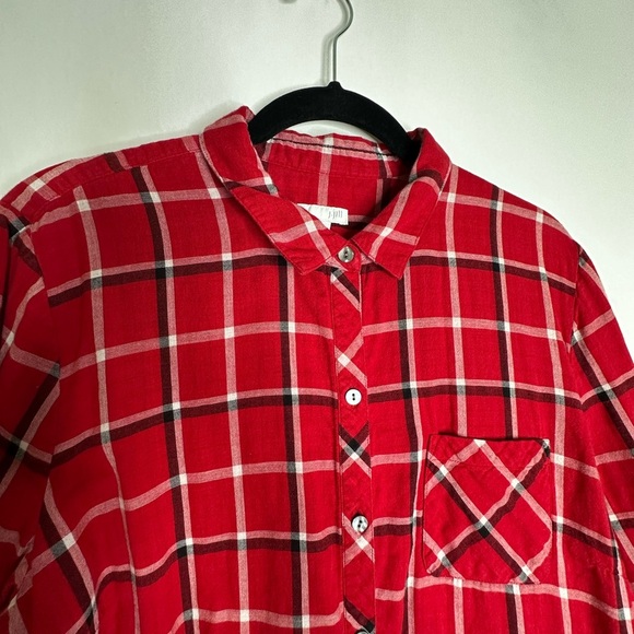 J. Jill Red and Black Flannel Button Down Shirt - Picture 4 of 7